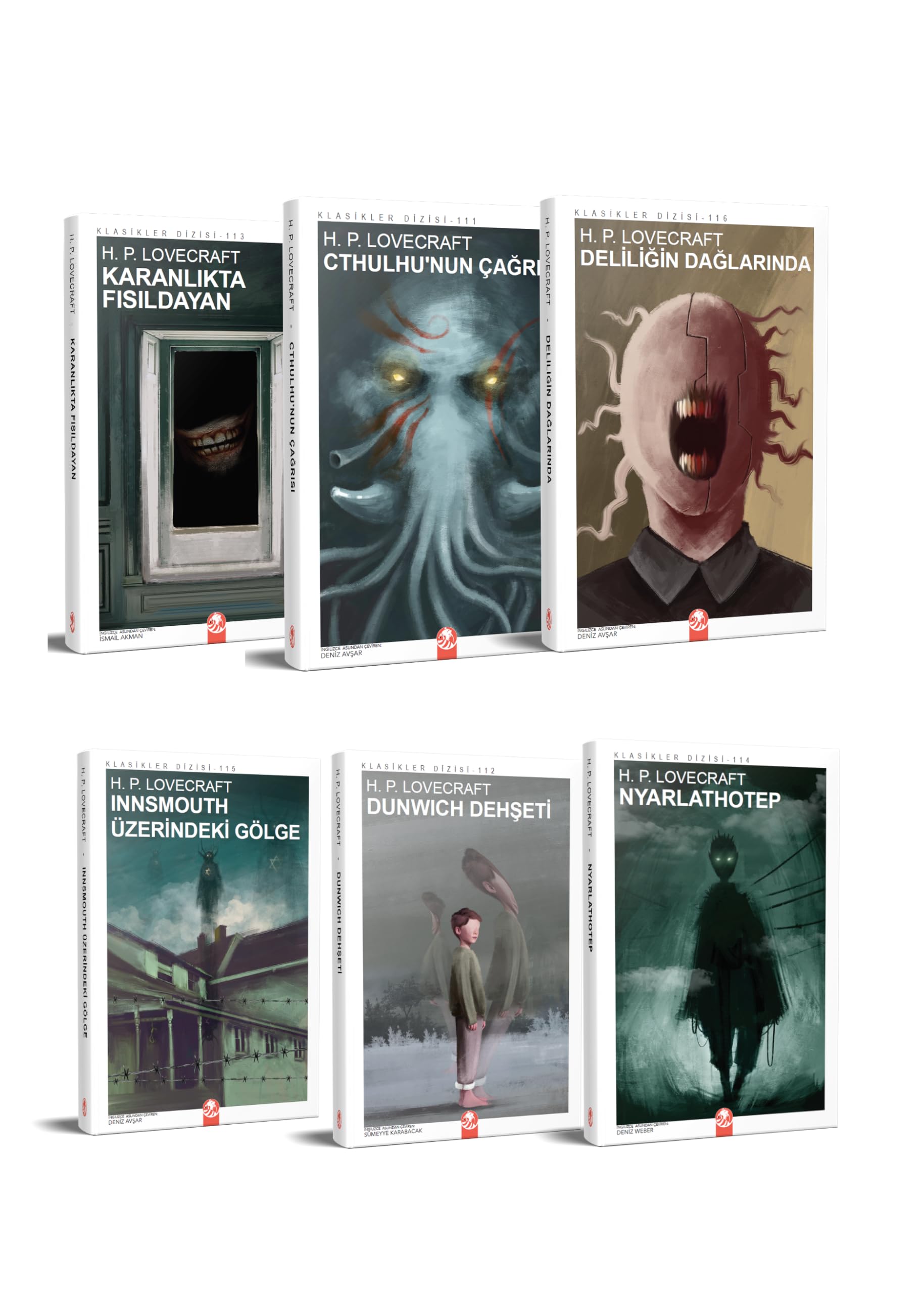 H.P. Lovecraft Klasikler Dizisi, 6 Kitap Set, Karanlıkta Fısıldayan, Cthulhu'nun Çağrı, Deliliğin Dağlarında, Innsmouth Üzerindeki Gölge, Dunwich Dehşeti, Nyarlathotep