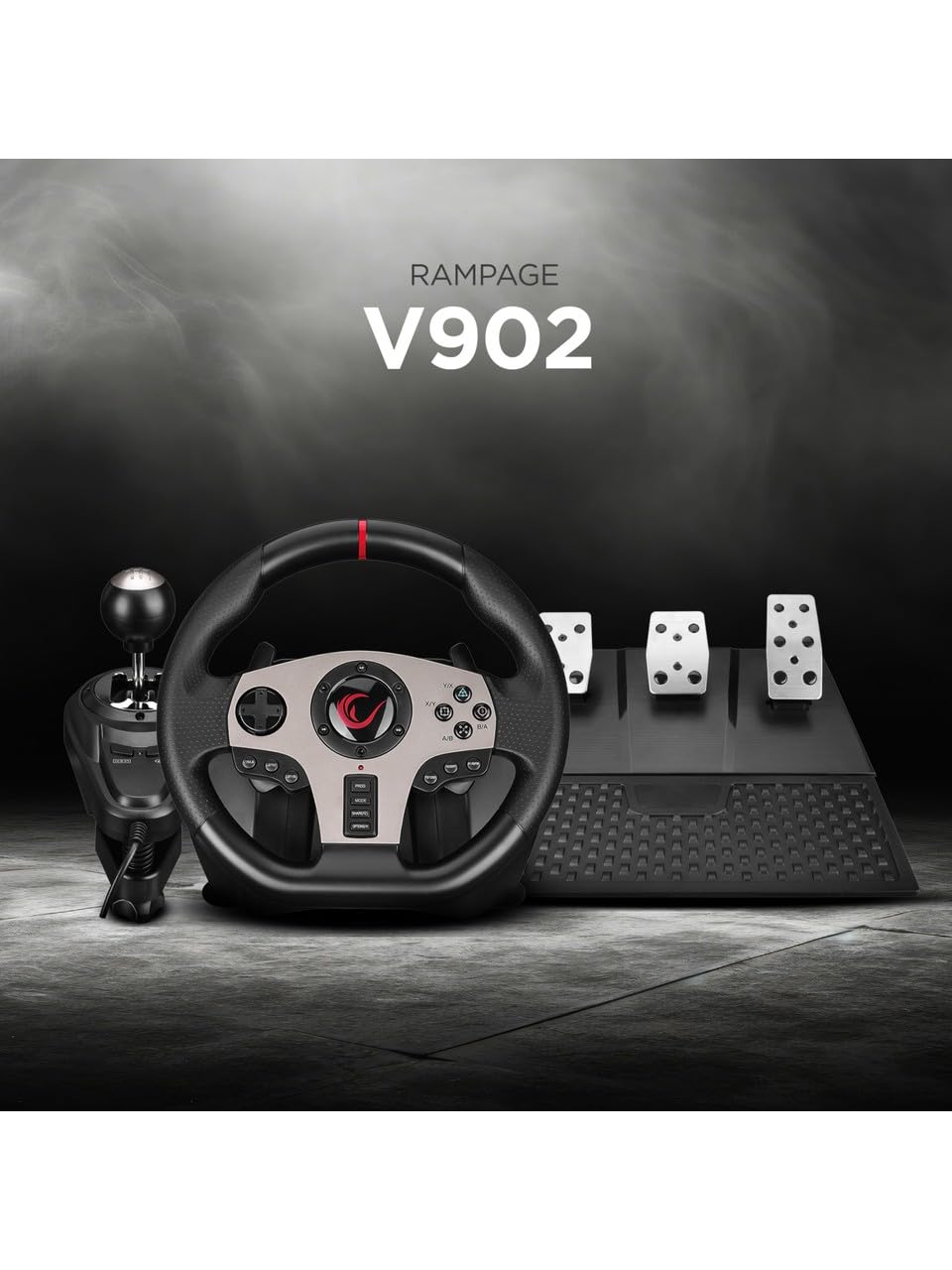 Rampage V902 Oyuncu Direksiyon Seti PC 3 Pedallı Oyuncu Direksiyonu (Sadece PC Uyumlu)