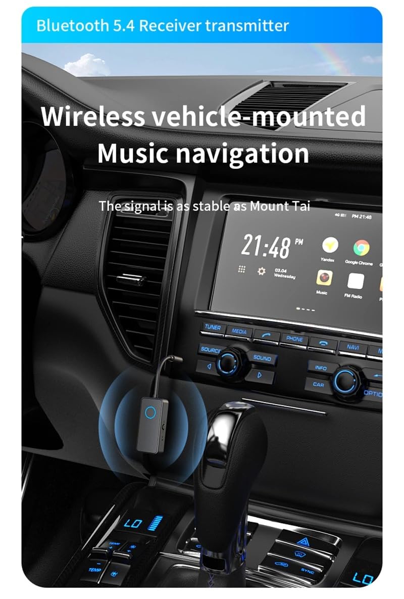 Coverzone Bluetooth 5.4 Ses Alıcı & Verici – 2’si 1 Arada AUX Adaptör, 3.5mm Jak, USB-C Şarj, 15m Kablosuz Menzil, 180mAh Batarya, Araç & Ev Hoparlör için Kablosuz Müzik Adaptörü | M30