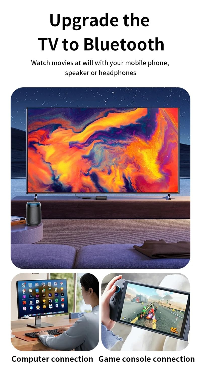 Coverzone Bluetooth 5.4 Ses Alıcı & Verici – 2’si 1 Arada AUX Adaptör, 3.5mm Jak, USB-C Şarj, 15m Kablosuz Menzil, 180mAh Batarya, Araç & Ev Hoparlör için Kablosuz Müzik Adaptörü | M30