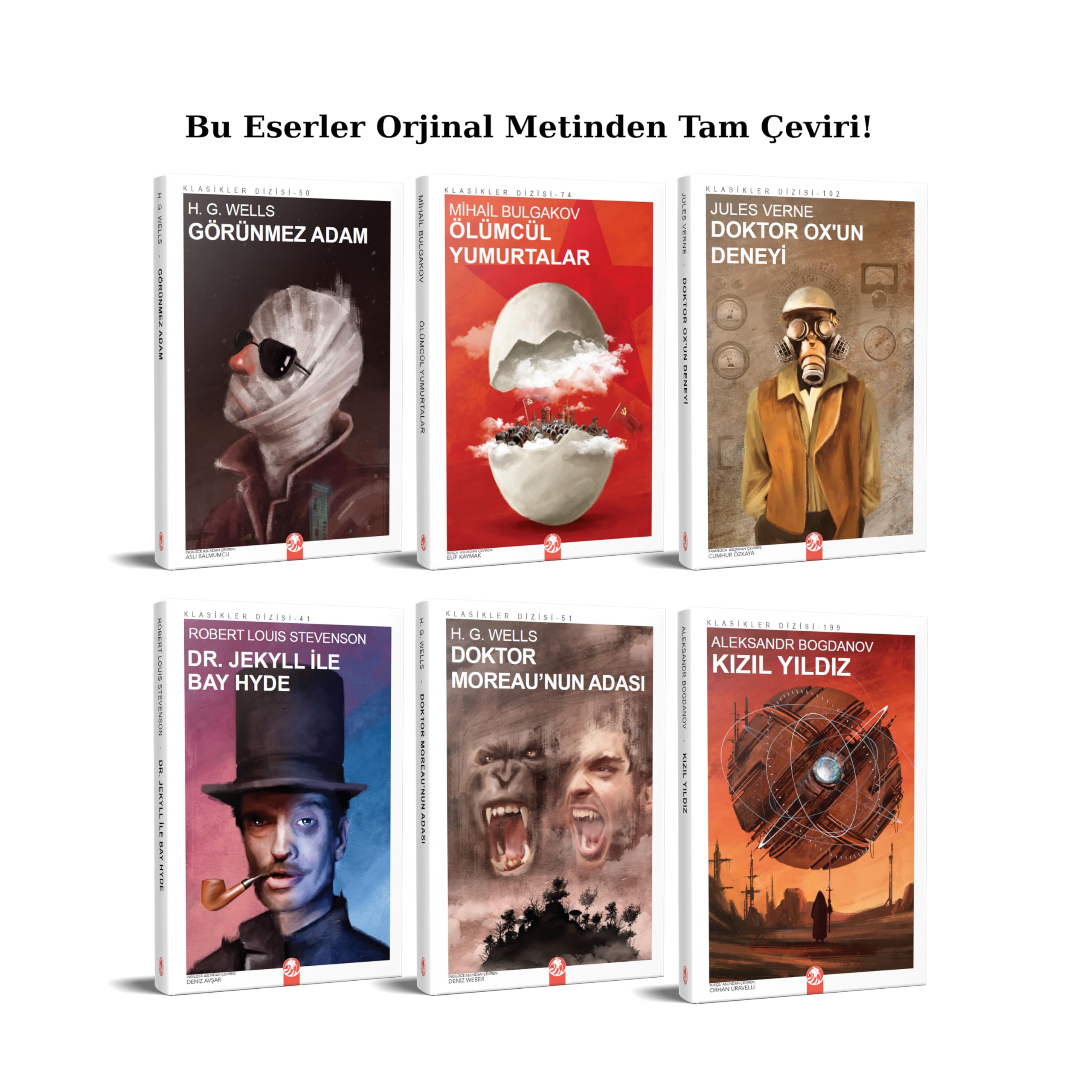 Klasikler Dizisi Bilim Kurgu Kitapları Seti, 6 Kitap, Görünmez Adam, Ölümcül Yumurtalar, Doktor Ox'un Deneyi, Dr. Jekyll ile Bay Hyde, Doktor Moreau'nun Adası, Kızıl Yıldız