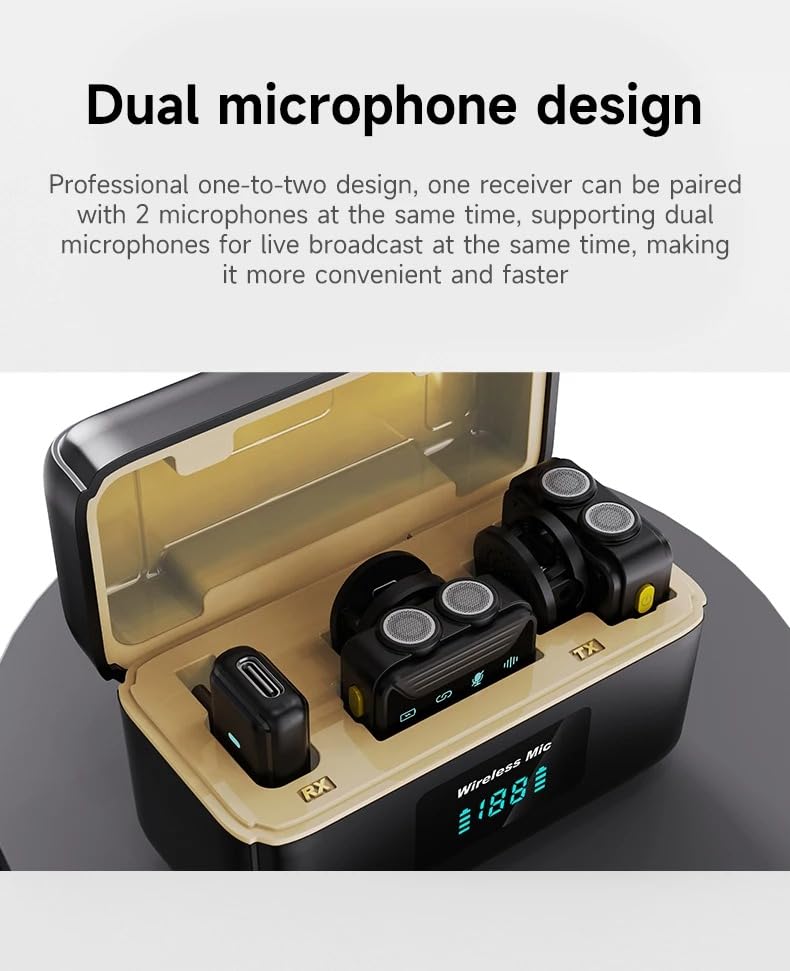 Coverzone Kablosuz Yaka Mikrofonu – BT 5.2, Çift Mikrofon Desteği, 2.4GHz, ANC/ENC Gürültü Engelleme, 360° Ses Toplama, 20-30m Çekim Mesafesi, Taşınabilir Şarj Kutulu | SX22