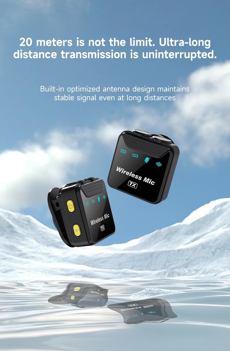 Coverzone Kablosuz Yaka Mikrofonu – BT 5.2, Çift Mikrofon Desteği, 2.4GHz, ANC/ENC Gürültü Engelleme, 360° Ses Toplama, 20-30m Çekim Mesafesi, Taşınabilir Şarj Kutulu | SX22