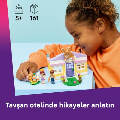 LEGO Friends Heartlake Şehri Tavşan Oteli 42679 – 5 Yaş ve Üzeri Çocuklar için Paisley ve Leo Mini Bebekleri ile 2 Tavşan Figürü İçeren Yaratıcı Oyuncak Yapım Seti, Eğlenceli Hediye Fikri (161 Parça)