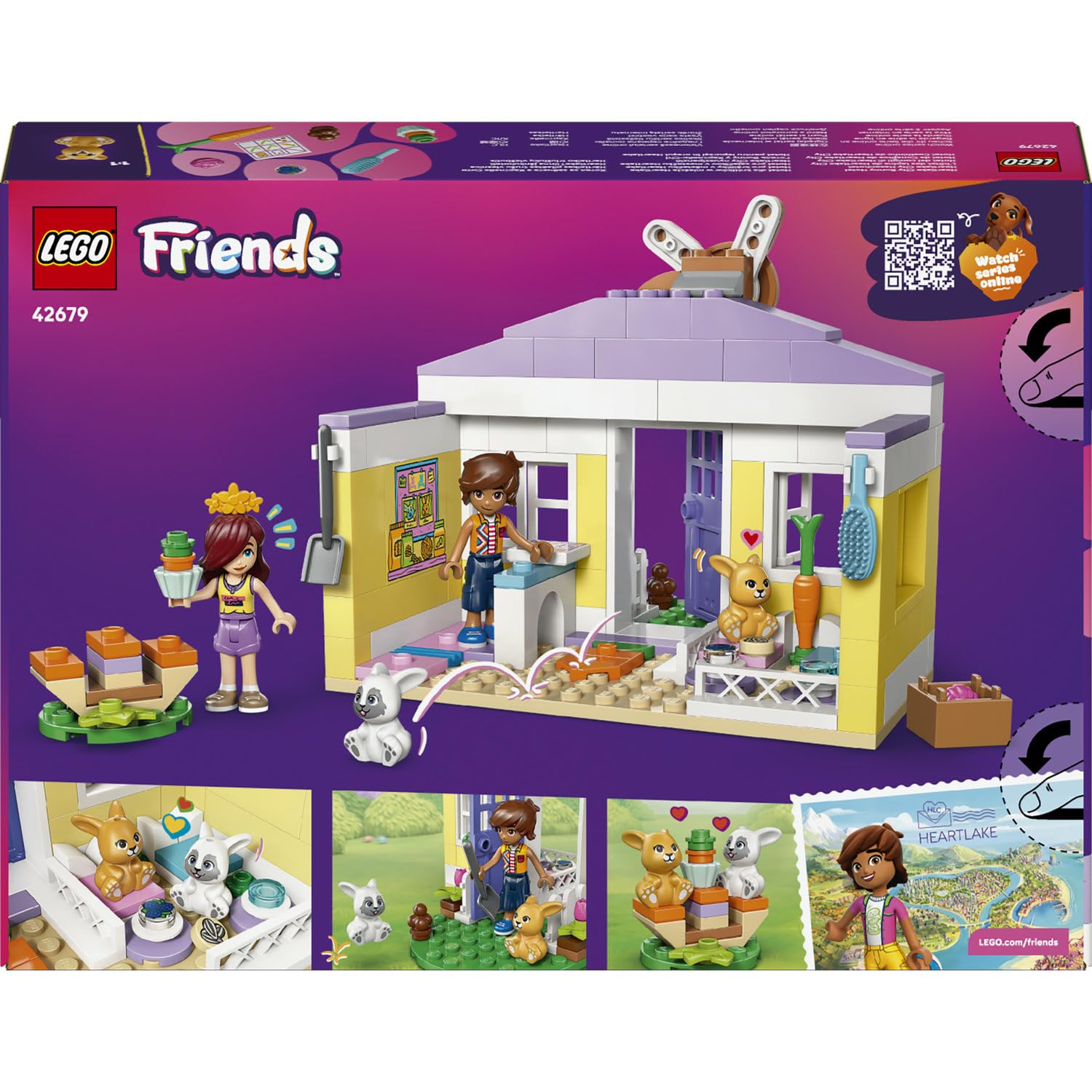 LEGO Friends Heartlake Şehri Tavşan Oteli 42679 – 5 Yaş ve Üzeri Çocuklar için Paisley ve Leo Mini Bebekleri ile 2 Tavşan Figürü İçeren Yaratıcı Oyuncak Yapım Seti, Eğlenceli Hediye Fikri (161 Parça)