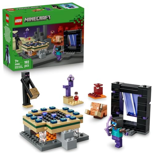 LEGO Minecraft Nether ve End Geçidi Yolculuğu 21584-7 Yaş ve Üzeri Çocuklar için Havalı Kahraman Minifigürü ve Enderman Figürleri İçeren Yaratıcı Oyuncak Yapım Seti, Hediye Fikri (192 Parça)