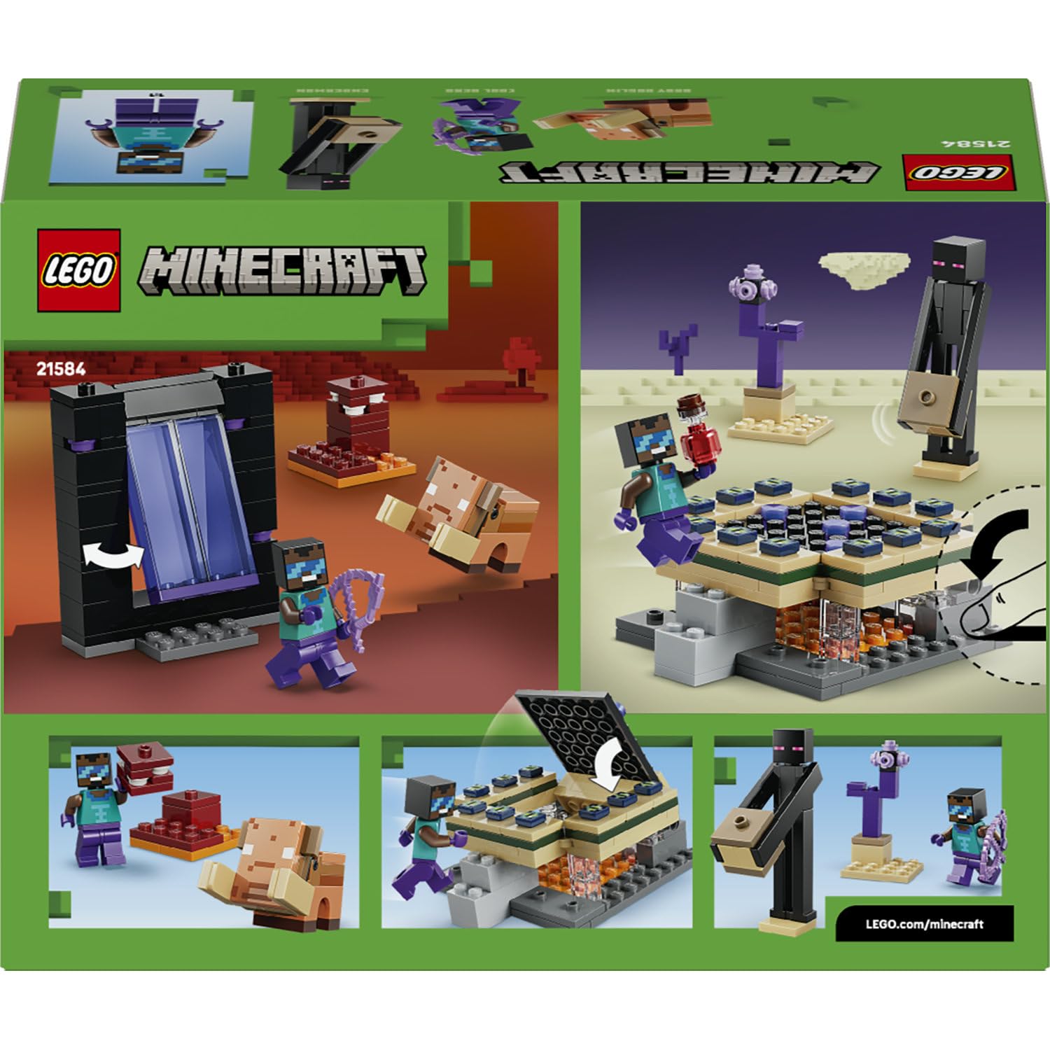 LEGO Minecraft Nether ve End Geçidi Yolculuğu 21584-7 Yaş ve Üzeri Çocuklar için Havalı Kahraman Minifigürü ve Enderman Figürleri İçeren Yaratıcı Oyuncak Yapım Seti, Hediye Fikri (192 Parça)