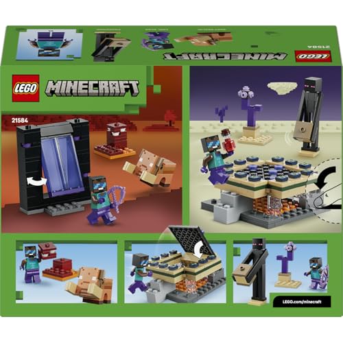 LEGO Minecraft Nether ve End Geçidi Yolculuğu 21584-7 Yaş ve Üzeri Çocuklar için Havalı Kahraman Minifigürü ve Enderman Figürleri İçeren Yaratıcı Oyuncak Yapım Seti, Hediye Fikri (192 Parça)