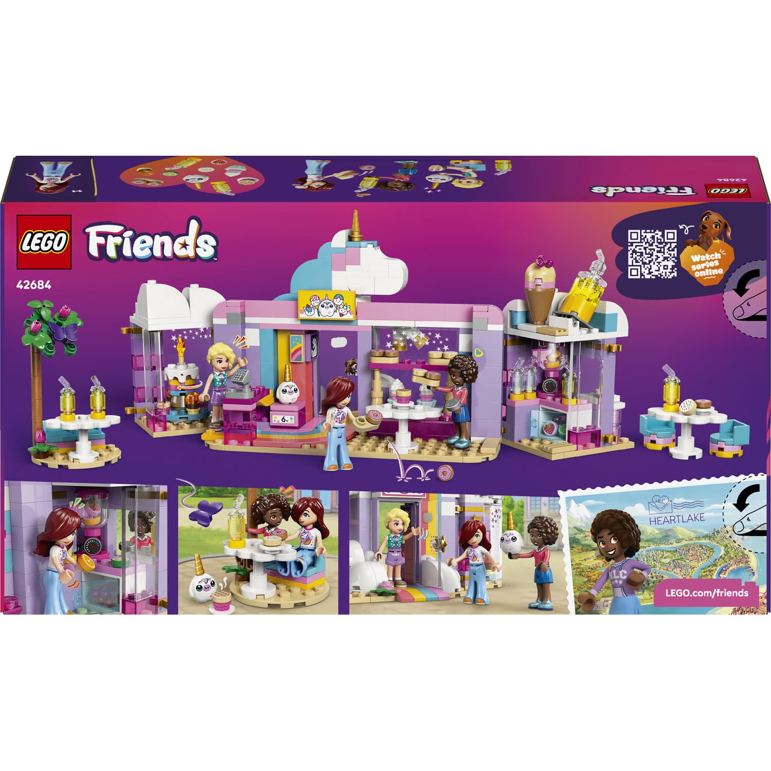 LEGO Friends Renkli Düşler Kafe 42684 – 6 Yaş ve Üzeri Çocuklar için Paisley, Aliya ve Iza Mini Bebekleri ile Çeşitli Kafe Aksesuarları İçeren Yaratıcı Oyuncak Yapım Seti, Hediye Fikri (475 Parça)