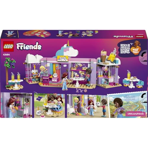 LEGO Friends Renkli Düşler Kafe 42684 – 6 Yaş ve Üzeri Çocuklar için Paisley, Aliya ve Iza Mini Bebekleri ile Çeşitli Kafe Aksesuarları İçeren Yaratıcı Oyuncak Yapım Seti, Hediye Fikri (475 Parça)
