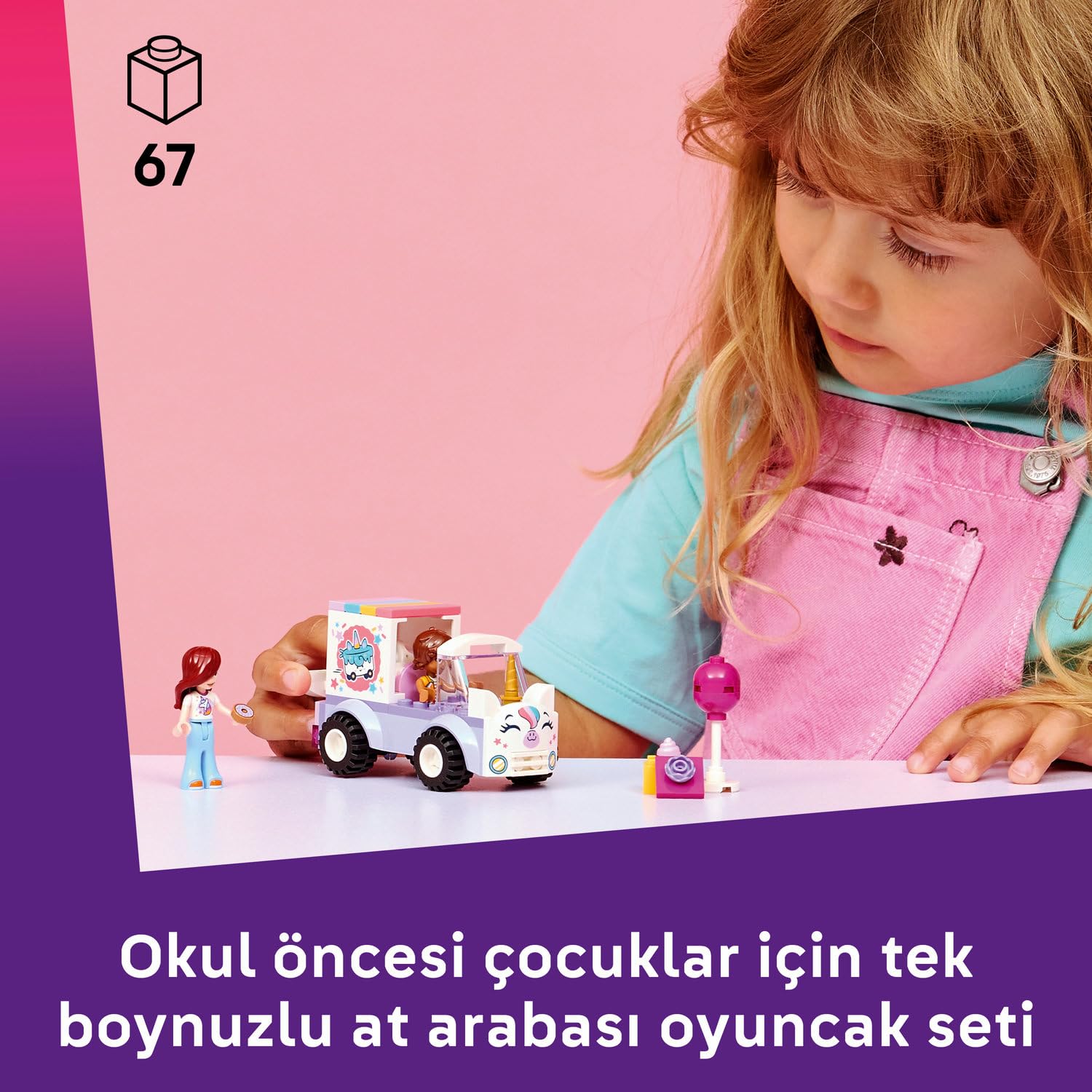LEGO Friends Tek Boynuzlu At Pasta Dağıtım Arabası 42675 – 4 Yaş ve Üzeri Çocuklar için Paisley ve Leo Mini Bebekleri ile Oyuncak Kek İçeren Yaratıcı Oyuncak Yapım Seti, Hediye Fikri (67 Parça)