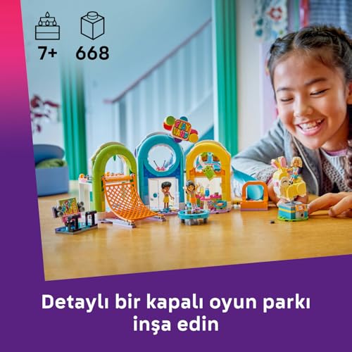 LEGO Friends Eğlenceli Kapalı Oyun Parkı 42686 – 7 Yaş ve Üzeri Çocuklar için Liann, Nova ve Sonia Mini Bebekleri ve Birçok Aksesuar İçeren Yaratıcı Oyuncak Yapım Seti, Hediye Fikri (668 Parça)