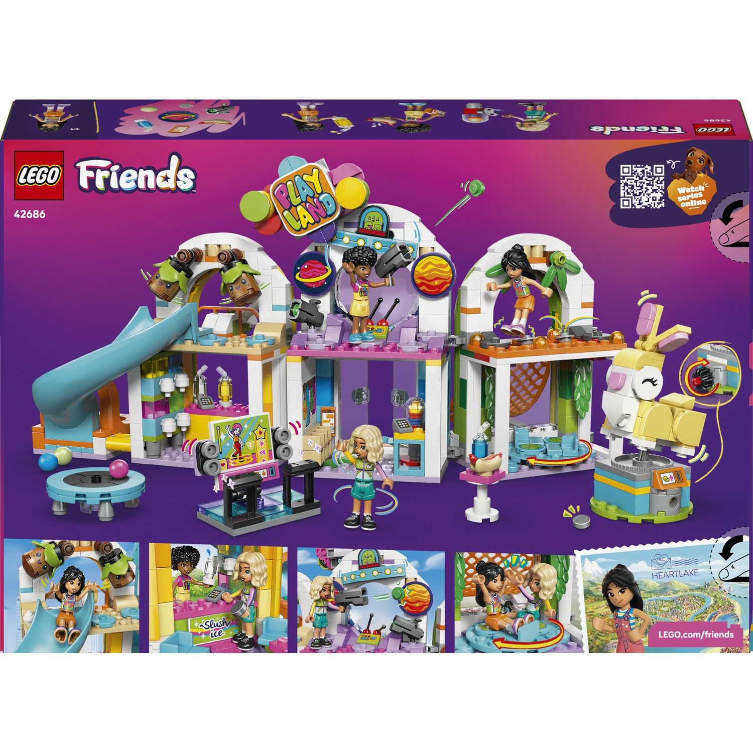 LEGO Friends Eğlenceli Kapalı Oyun Parkı 42686 – 7 Yaş ve Üzeri Çocuklar için Liann, Nova ve Sonia Mini Bebekleri ve Birçok Aksesuar İçeren Yaratıcı Oyuncak Yapım Seti, Hediye Fikri (668 Parça)