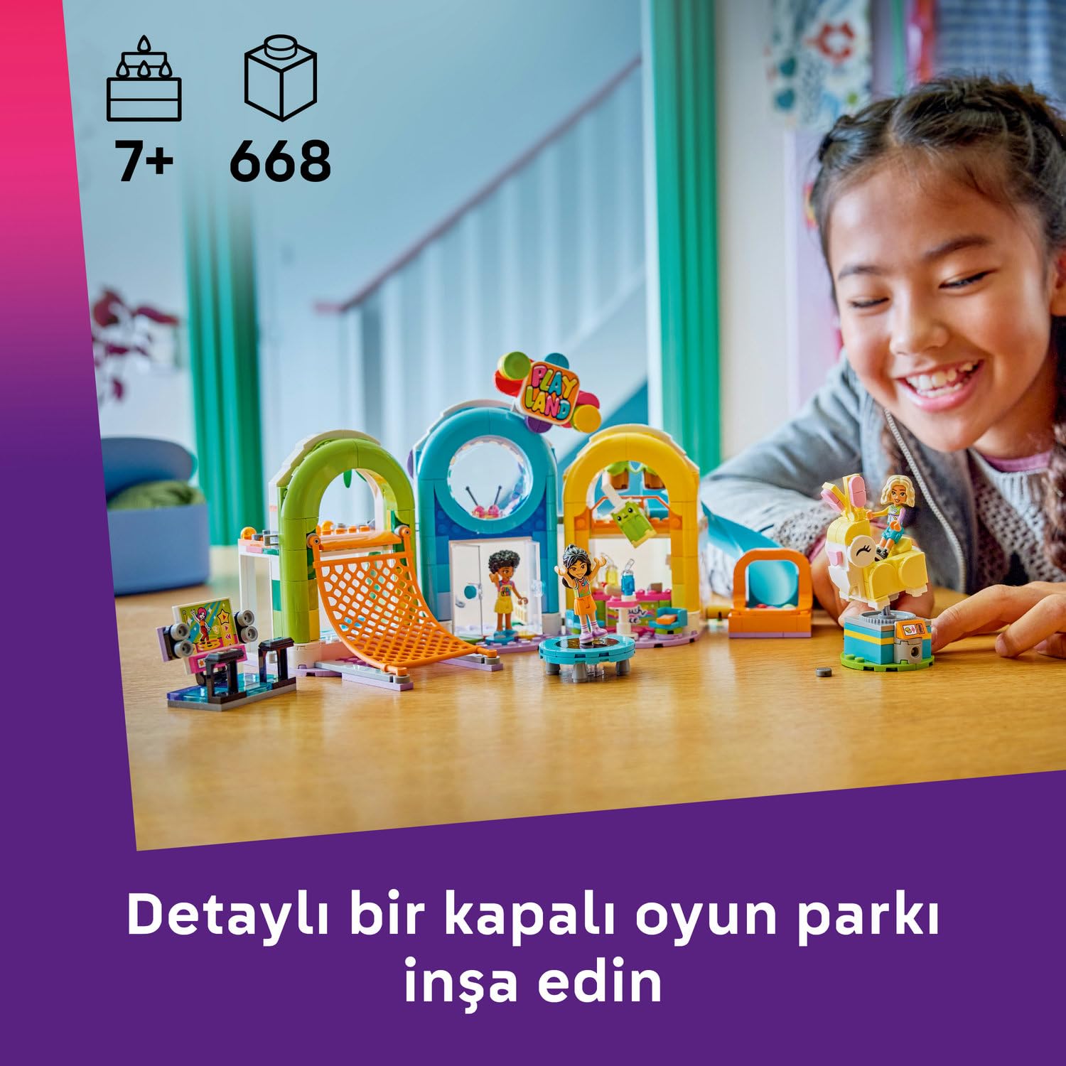 LEGO Friends Eğlenceli Kapalı Oyun Parkı 42686 – 7 Yaş ve Üzeri Çocuklar için Liann, Nova ve Sonia Mini Bebekleri ve Birçok Aksesuar İçeren Yaratıcı Oyuncak Yapım Seti, Hediye Fikri (668 Parça)