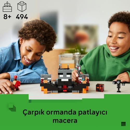 LEGO Minecraft Wither Savaşı 21590-8 Yaş Üzeri Çocuklar için Kızıl Savaşçı ve 2 Wither İskelet Mob F