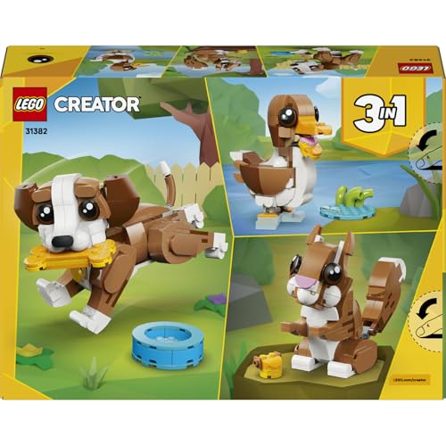 LEGO Creator 3’ü 1 Arada Sevimli Hayvanlar: Oyunbaz Yavru Köpek 31382 – 8 Yaş ve Üzeri Çocuklar için Sincap veya Ördeğe Dönüşebilen Yaratıcı Oyuncak Yapım Seti, Eğlenceli Hediye Fikri (336 Parça)