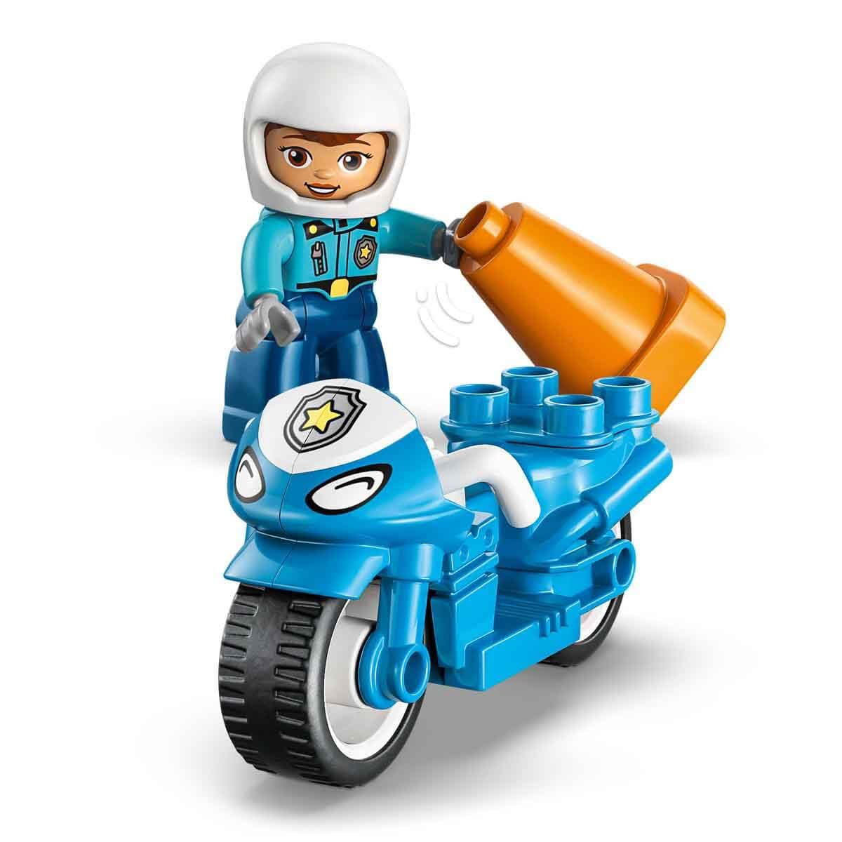 LEGO DUPLO Kasabası Mavi Polis Motosikleti 10471-2 Yaş ve Üzeri Çocuklar için Memur Figürü, Koniler ve Trafik Işıkları İçeren Eğitici Oyuncak Yapım Seti, Çocuklar için Hediye Fikri (11 Parça)