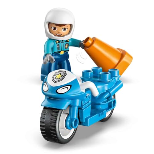 LEGO DUPLO Kasabası Mavi Polis Motosikleti 10471-2 Yaş ve Üzeri Çocuklar için Memur Figürü, Koniler ve Trafik Işıkları İçeren Eğitici Oyuncak Yapım Seti, Çocuklar için Hediye Fikri (11 Parça)