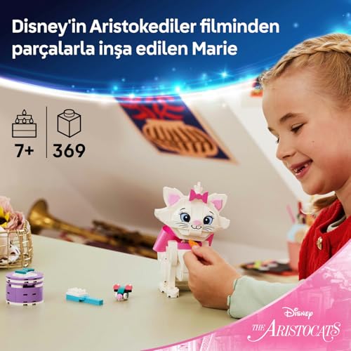LEGO Disney Aristokediler Sevimli Marie 43286 – 7 Yaş ve Üzeri Çocuklar için Hediye Kutusu, Küçük Fare, Fırça, Balık ve Pembe Kumaş Kurdele İçeren Oyuncak Yapım Seti, Hediye Fikri (369 Parça)