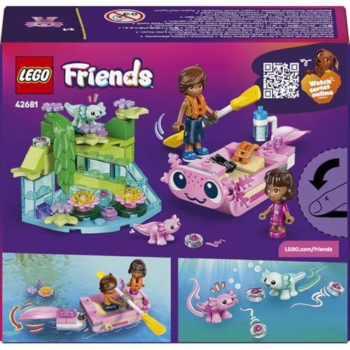 LEGO Friends Axolotl Macera Teknesi 42681 – 5 Yaş ve Üzeri Çocuklar için Leo ve Alba Bebekleri ile 2 Oyuncak Axolotl Figürü İçeren Yaratıcı Oyuncak Yapım Seti, Yılbaşı Hediyesi Fikri (95 Parça)