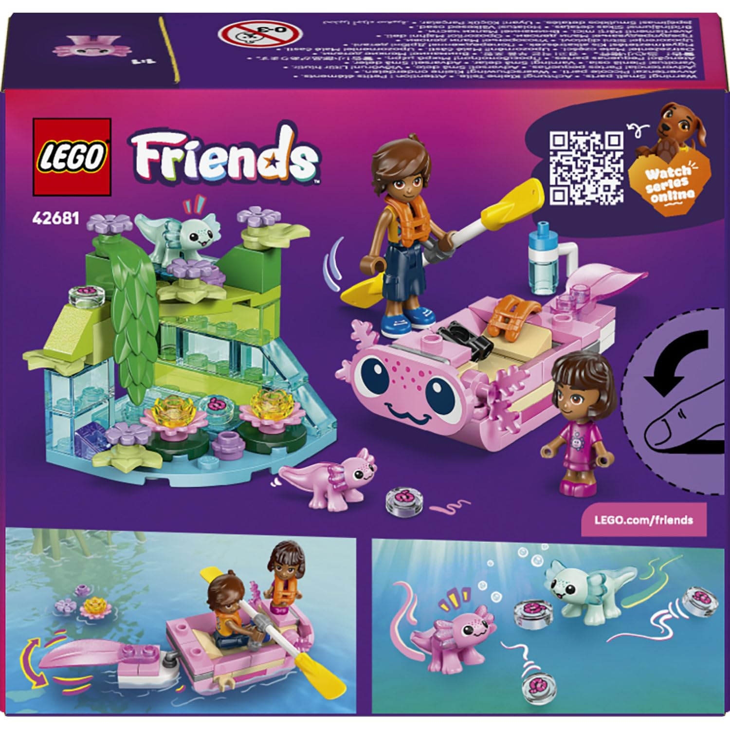 LEGO Friends Axolotl Macera Teknesi 42681 – 5 Yaş ve Üzeri Çocuklar için Leo ve Alba Bebekleri ile 2 Oyuncak Axolotl Figürü İçeren Yaratıcı Oyuncak Yapım Seti, Yılbaşı Hediyesi Fikri (95 Parça)