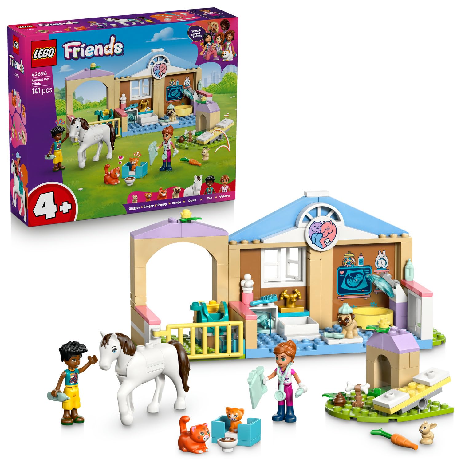 LEGO Friends Veteriner Kliniği 42696 – 4 Yaş ve Üzeri Çocuklar için Zac ve Valeria Mini Bebekleri il