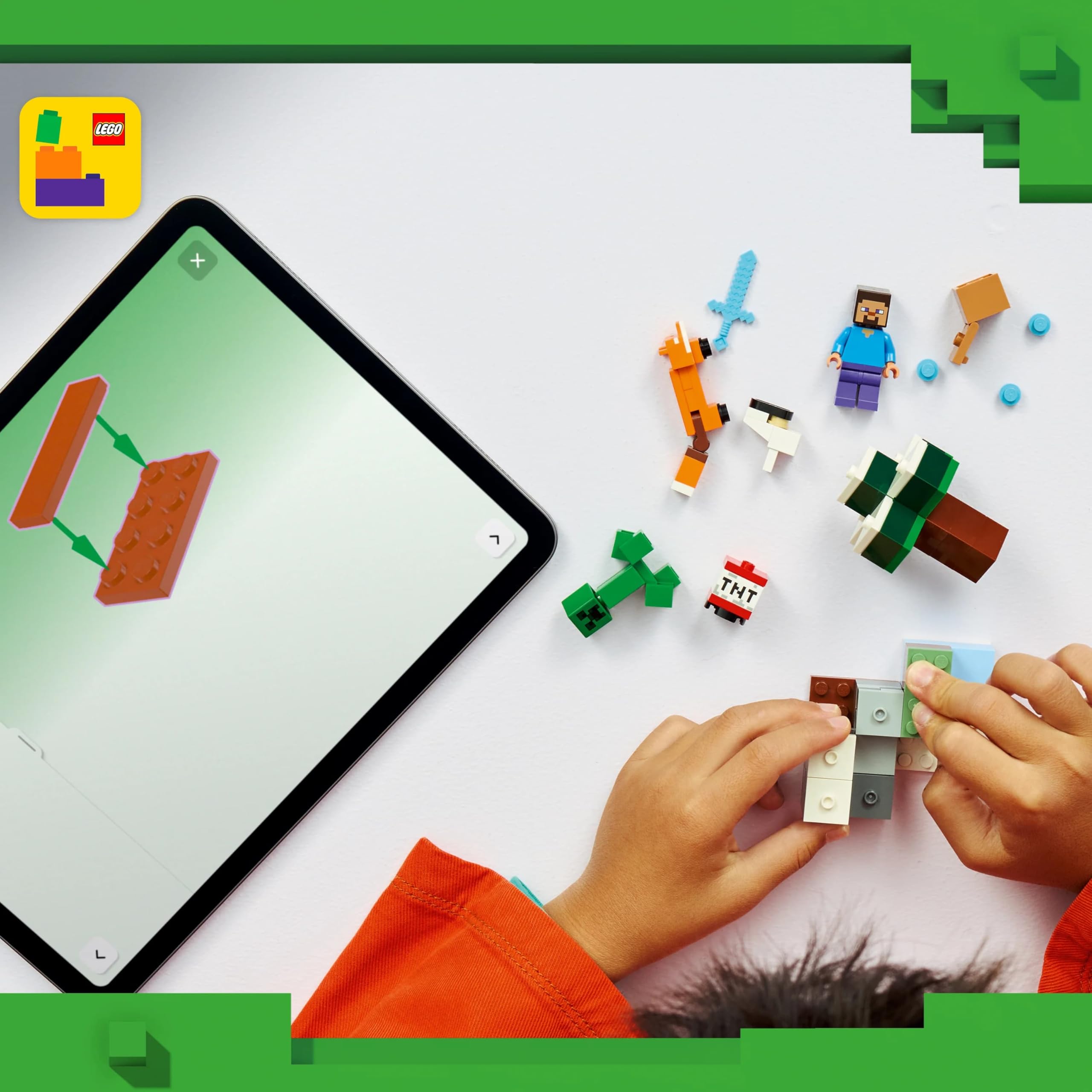 LEGO Minecraft Steve’in Tayga Macerası 21583-6 Yaş ve Üzeri Kız ve Erkek Çocuklar için Steve Minifigürü ile Creeper ve Tilki Figürleri İçeren Yaratıcı Oyuncak Yapım Seti, Hediye Fikri (79 Parça)