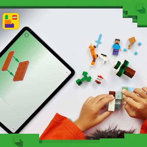 LEGO Minecraft Steve’in Tayga Macerası 21583-6 Yaş ve Üzeri Kız ve Erkek Çocuklar için Steve Minifigürü ile Creeper ve Tilki Figürleri İçeren Yaratıcı Oyuncak Yapım Seti, Hediye Fikri (79 Parça)