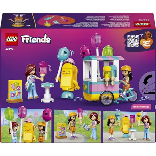 LEGO Friends Dondurma ve Balon Standı 42692 – 6 Yaş ve Üzeri Çocuklar için Liann ve Paisley Mini Bebekleri ile Çeşitli Aksesuarlar İçeren Yaratıcı Oyuncak Yapım Seti, Hediye Fikri (107 Parça)