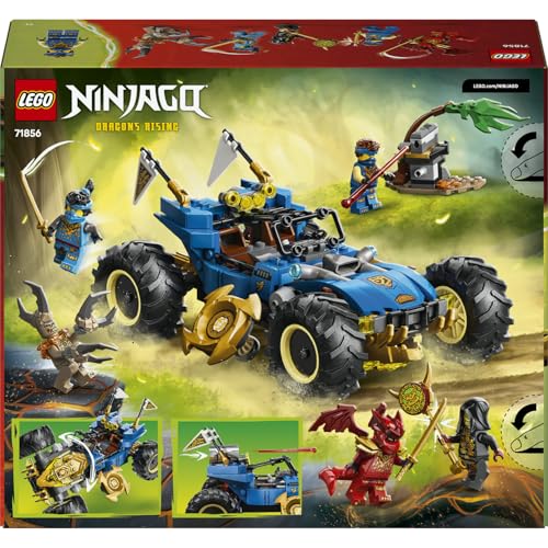 LEGO NINJAGO Jay'in Dönüşen Arabası 71856-8 Yaş ve Üzeri Çocuklar için Jay, Nya, Kai, Kötü Toprak Canavarı ve Sadık Lider Minifigürleri İçeren Yaratıcı Oyuncak Yapım Seti, Hediye Fikri (387 Parça)
