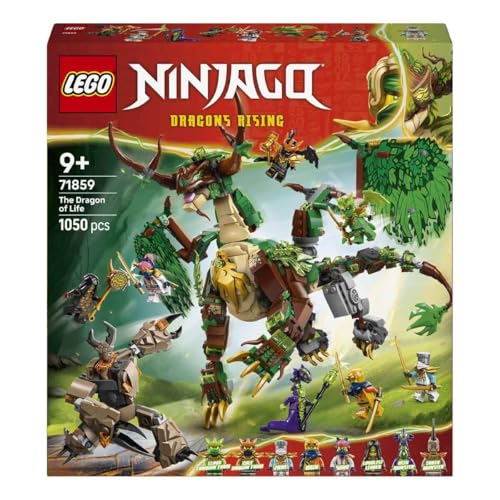 LEGO NINJAGO Yaşam Ejderhası 71859-9 Yaş ve Üzeri Çocuklar için Zane, Sora, Arin, Lloyd, Cole, Asit ve Toprak Canavarları Minifigürleri İçeren Yaratıcı Oyuncak Yapım Seti, Hediye Fikri (1050 Parça)