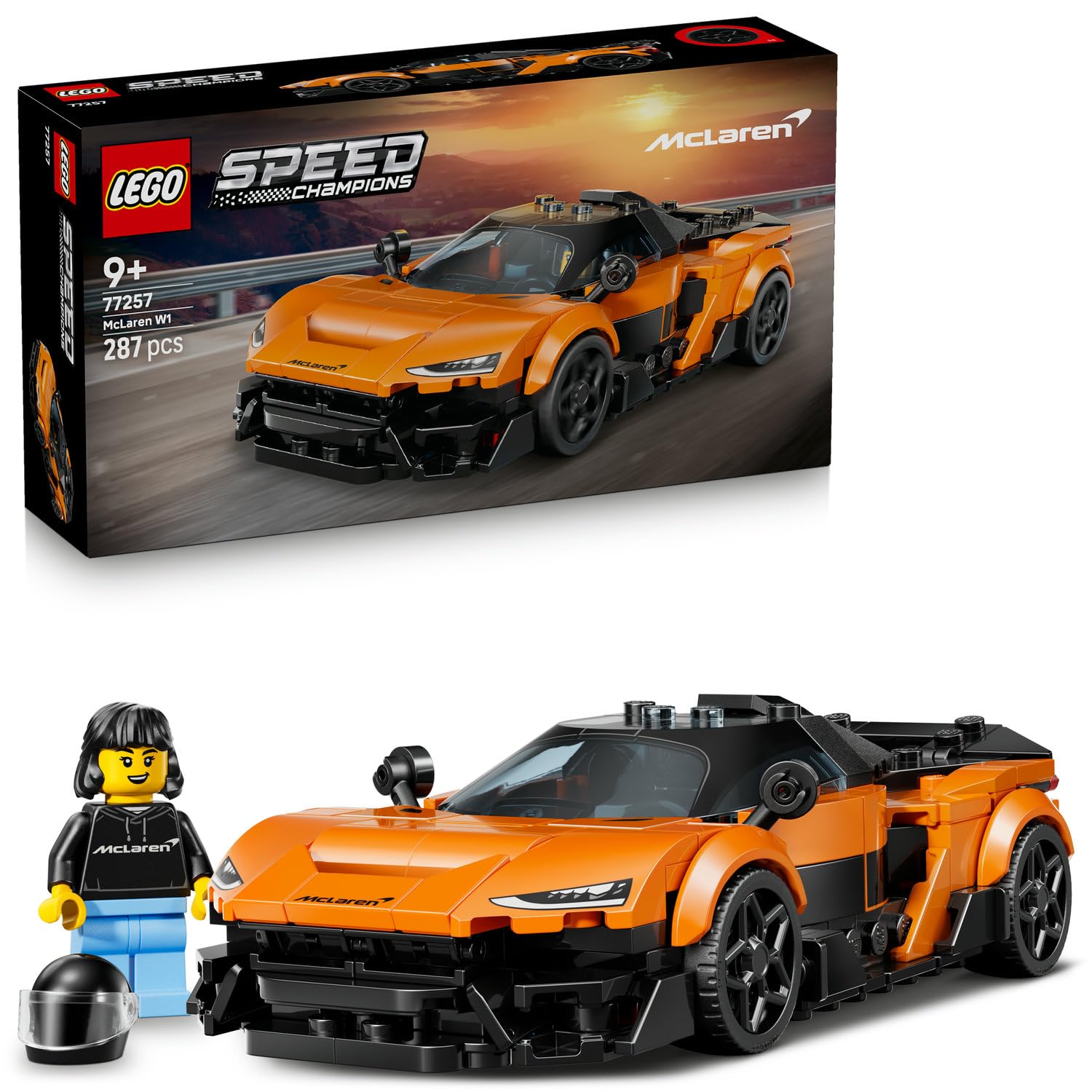 LEGO Speed Champions McLaren W1 Gerçek Süper Araba 77257-9 Yaş ve Üzeri Çocuklar için McLaren Kıyafetli Sürücü Figürü İçeren Yaratıcı Oyuncak Yarış Arabası Yapım Seti, Hediye Fikri (287 Parça)