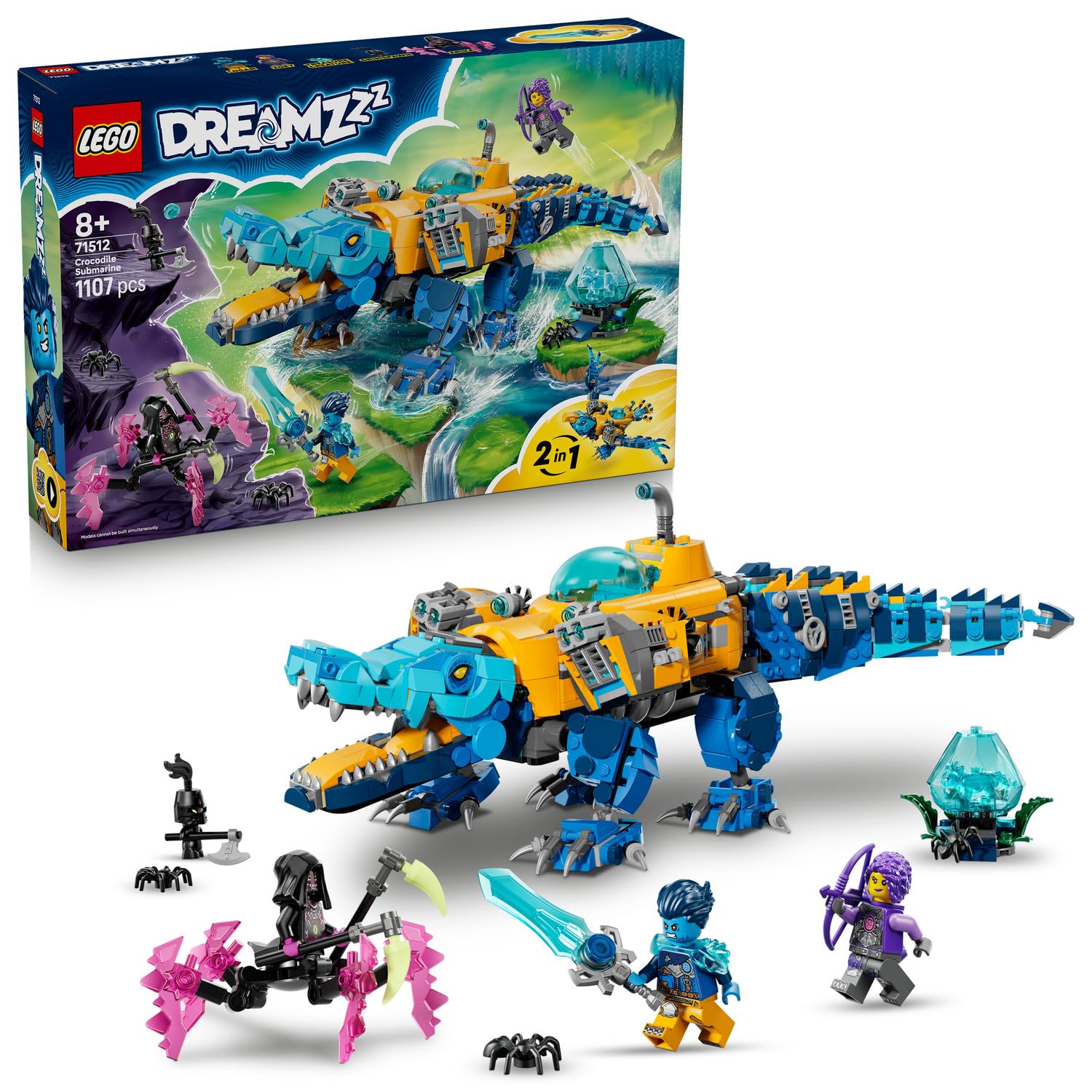 LEGO DREAMZzz Timsah Denizaltı 71512 – 8 Yaş ve Üzeri Çocuklar için Logan, Zoey, Arika Minifigürleri ve Grimspawn Figürü İçeren 2 İnşa Seçenekli Yaratıcı Oyuncak Yapım Seti, Hediye Fikri (1107 Parça)