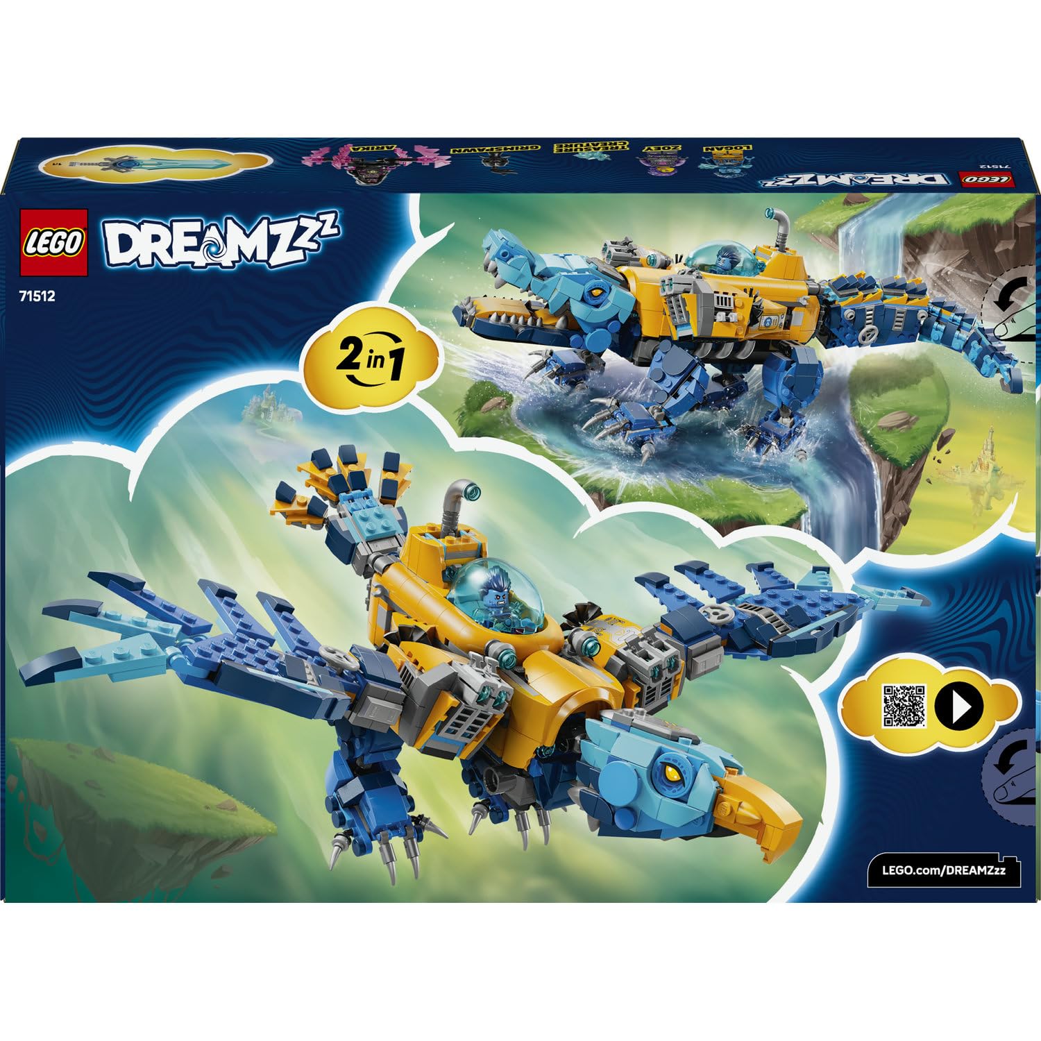 LEGO DREAMZzz Timsah Denizaltı 71512 – 8 Yaş ve Üzeri Çocuklar için Logan, Zoey, Arika Minifigürleri ve Grimspawn Figürü İçeren 2 İnşa Seçenekli Yaratıcı Oyuncak Yapım Seti, Hediye Fikri (1107 Parça)