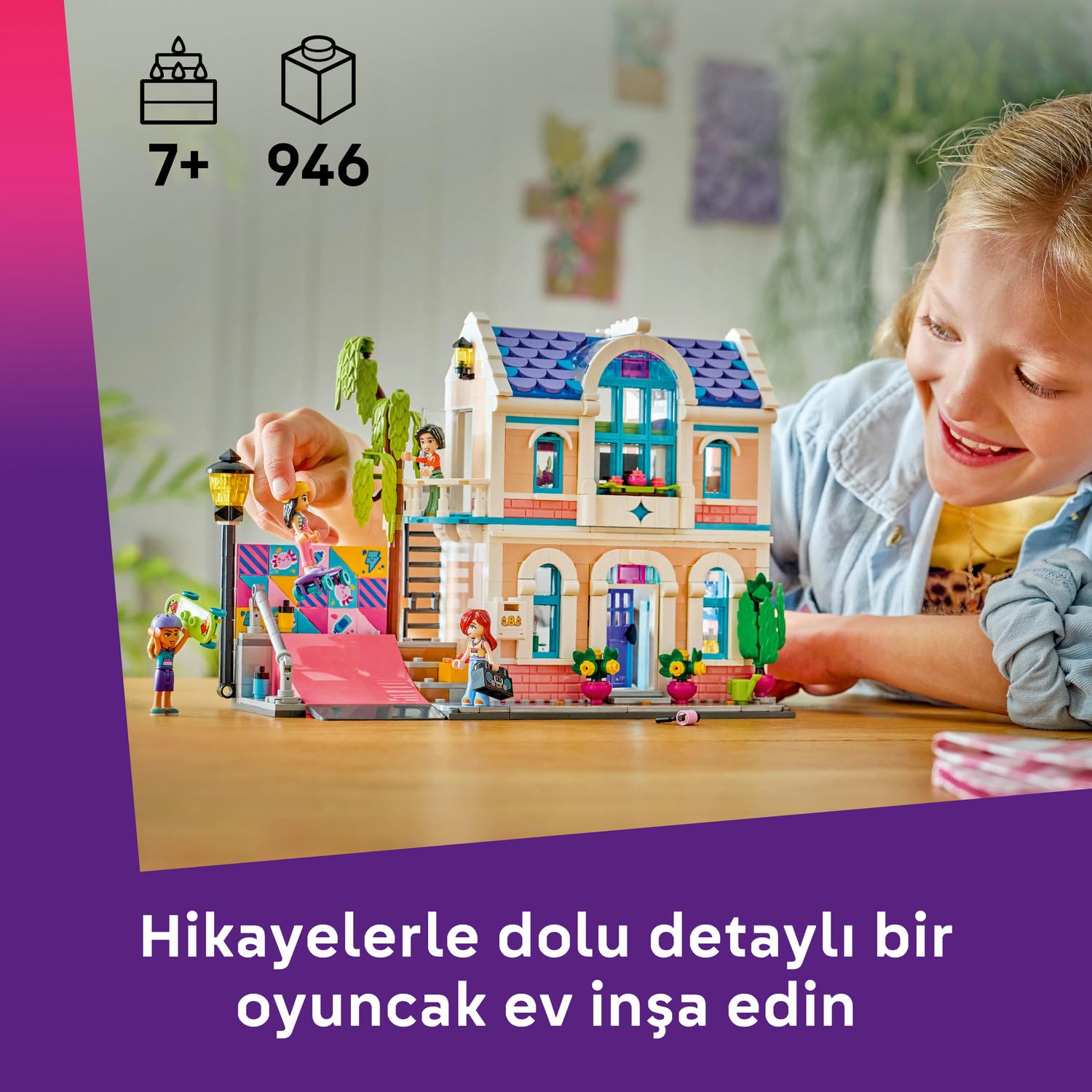LEGO Friends Liann'in Aile Evi 42687 – 7 Yaş ve Üzeri Çocuklar için Liann, Michelle, Paisley ve Nova Mini Bebekleri ile Geko ve Aksolotl Figürleri İçeren Oyuncak Yapım Seti, Hediye Fikri (946 Parça)