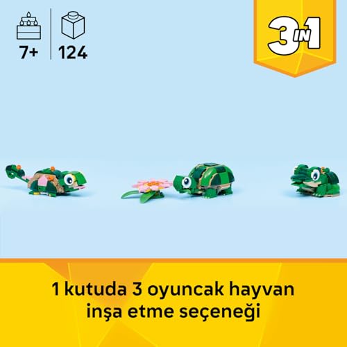 LEGO Creator 3’ü 1 Arada Kaplumbağa ile Nilüfer Çiçeği 31377 – 7 Yaş Üzeri Çocuklar için Bukalemun veya Kurbağaya Dönüşebilen Yaratıcı Oyuncak Yapım Seti, Eğlenceli Yılbaşı Hediyesi Fikri (124 Parça)