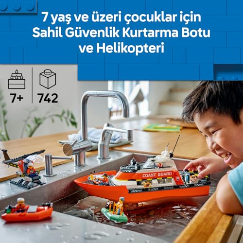 LEGO City Sahil Güvenlik Kurtarma Botu ve Helikopteri 60504 – 7 Yaş ve Üzeri Erkek ve Kız Çocuklar i