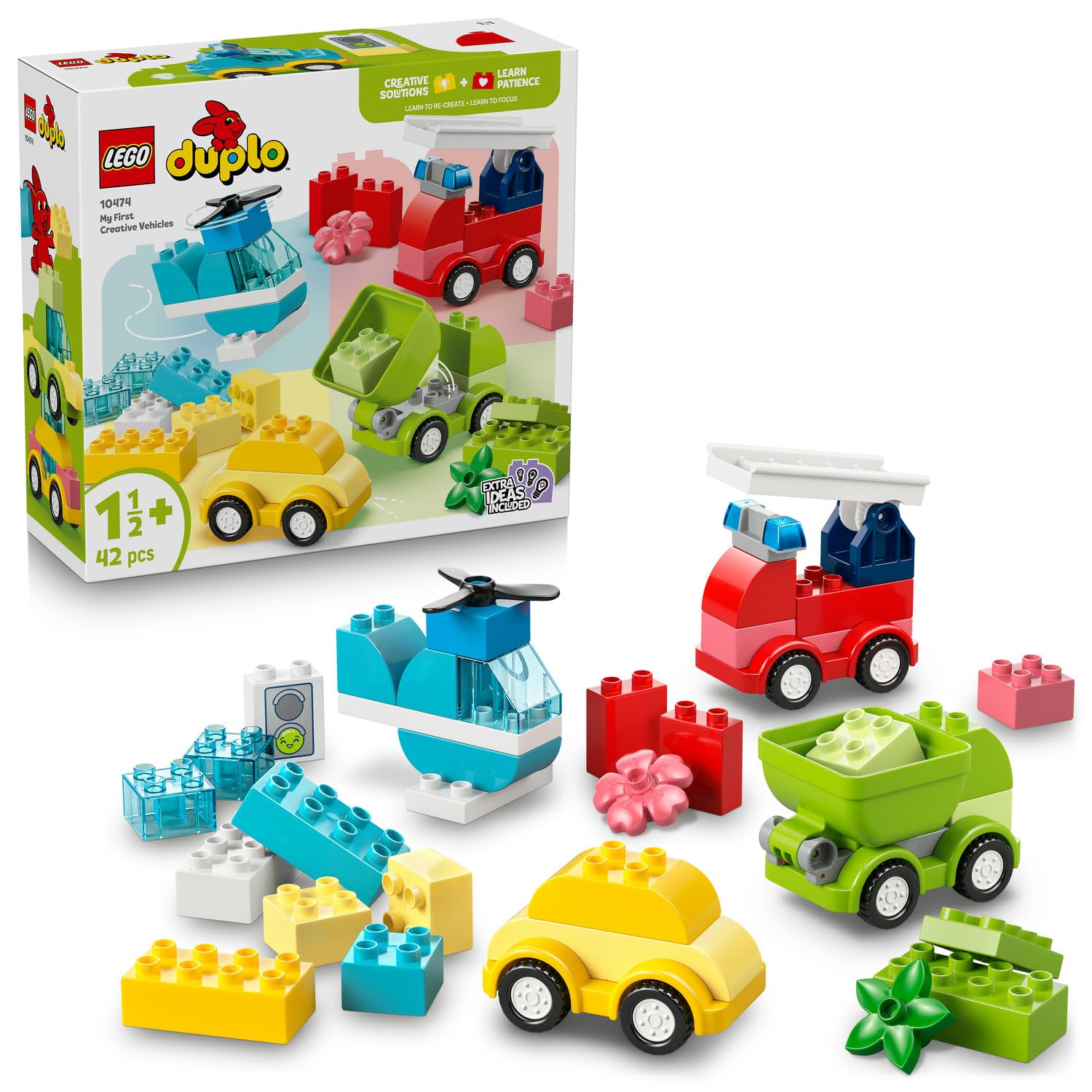 LEGO DUPLO İlk Yaratıcı Araçlar 10474-1.5 Yaş ve Üzeri Kız ve Erkek Çocuklar için Figür İçeren Eğitici Yaratıcı Oyuncak Yapım Seti, Çocuklar için Eğlenceli Doğum Günü Hediyesi Fikri (42 Parça)