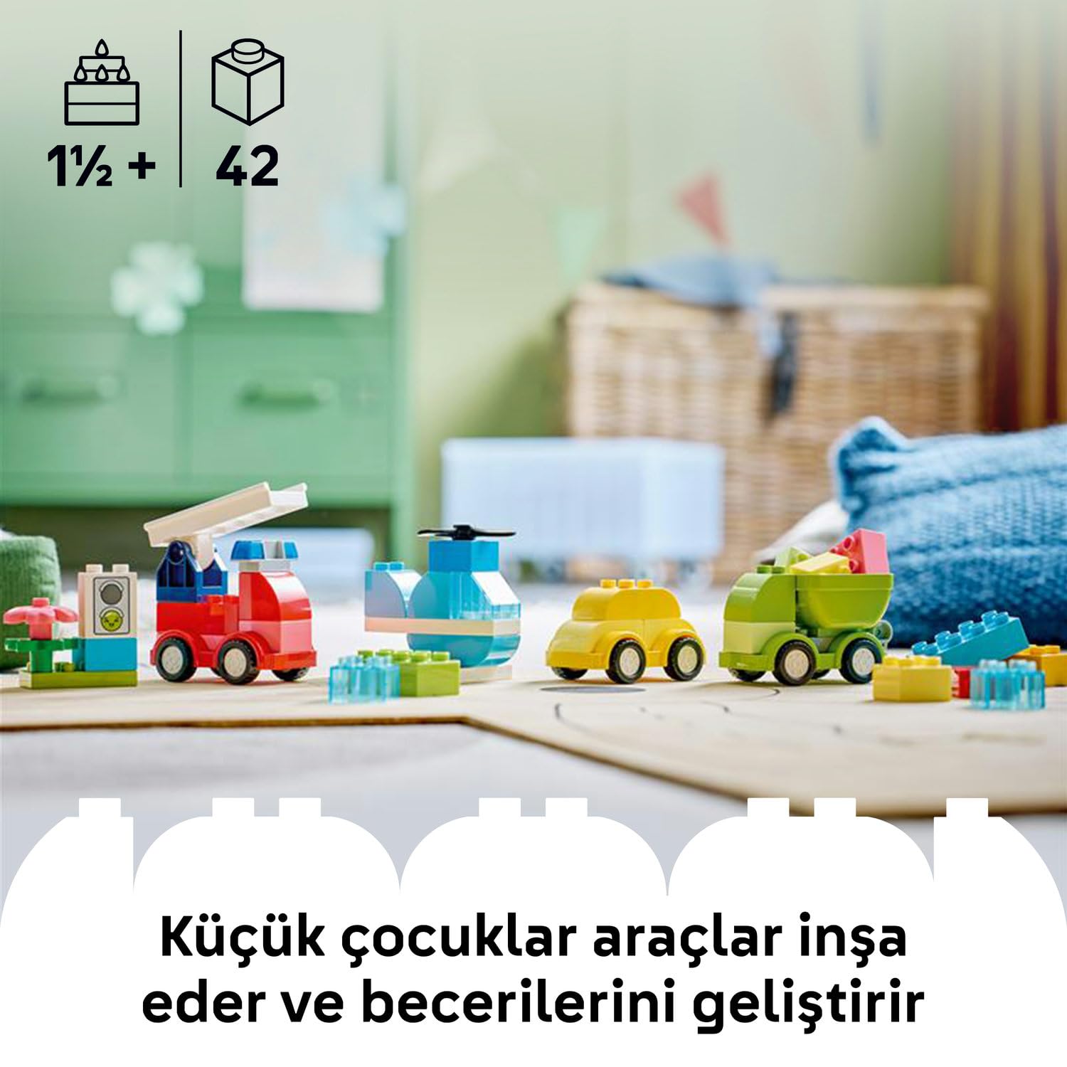 LEGO DUPLO İlk Yaratıcı Araçlar 10474-1.5 Yaş ve Üzeri Kız ve Erkek Çocuklar için Figür İçeren Eğitici Yaratıcı Oyuncak Yapım Seti, Çocuklar için Eğlenceli Doğum Günü Hediyesi Fikri (42 Parça)