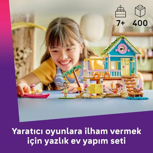 LEGO Friends Fok Balıklı Yazlık Ev 42699 – 7 Yaş ve Üzeri Çocuklar için Leo, Liann ve Paisley Mini Bebekleri ile 2 Oyuncak Hayvan İçeren Yaratıcı Oyuncak Yapım Seti, Hediye Fikri (400 Parça)