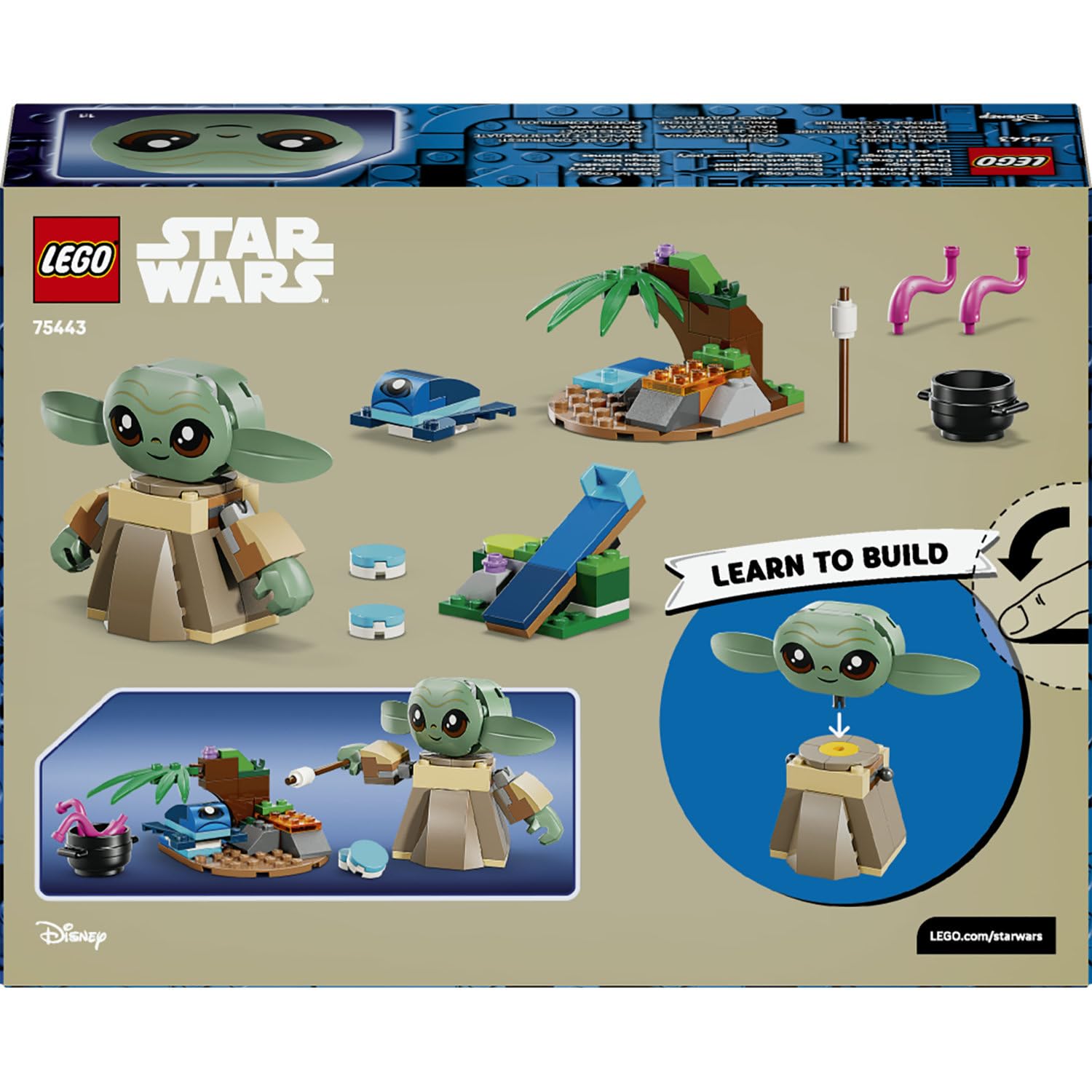 LEGO Star Wars: The Mandalorian Grogu’nun Yuvası 75443-4 Yaş ve Üzeri Çocuklar için Ayarlanabilir Grogu Figürü ve Sorgan Kurbağası İçeren Yaratıcı Oyuncak Yapım Seti, Hediye Fikri (107 Parça)