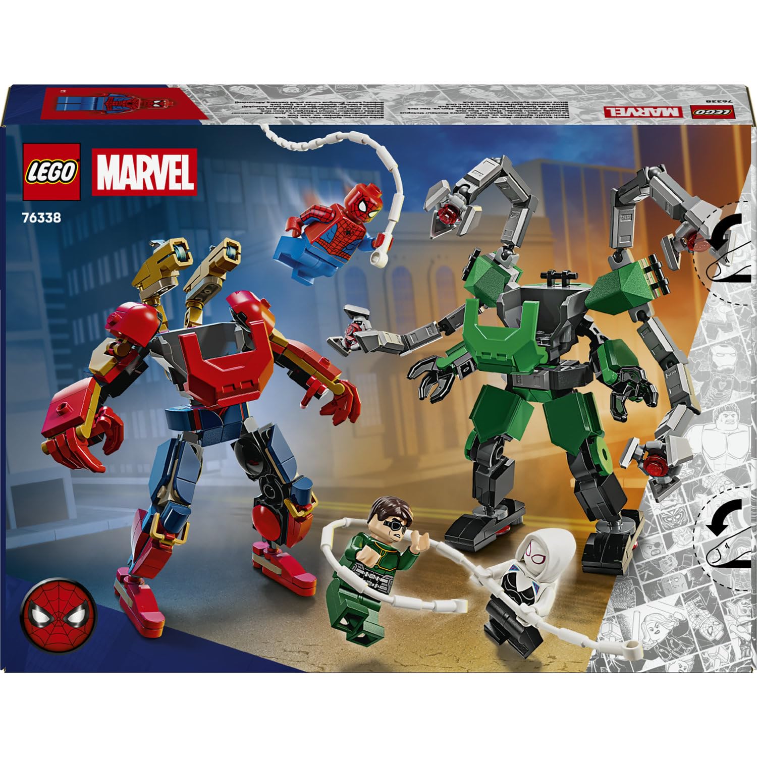 LEGO Marvel Robot Savaşı: Örümcek Adam, Doktor Oktopus’a Karşı 76338-6 Yaş ve Üzeri Çocuklar için Örümcek Adam ve Ghost Rider Minifigürleri İçeren Oyuncak Yapım Seti, Hediye Fikri (315 Parça)