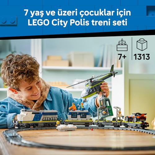 LEGO City Polis Treni Soygunu 60508 – 7 Yaş ve Üzeri Çocuklar için Dedektif, Polis Memuru, Tren Makinisti ve 3 Hırsız Minifigürü İçeren Yaratıcı Oyuncak Yapım Seti, Hediye Fikri (1313 Parça)