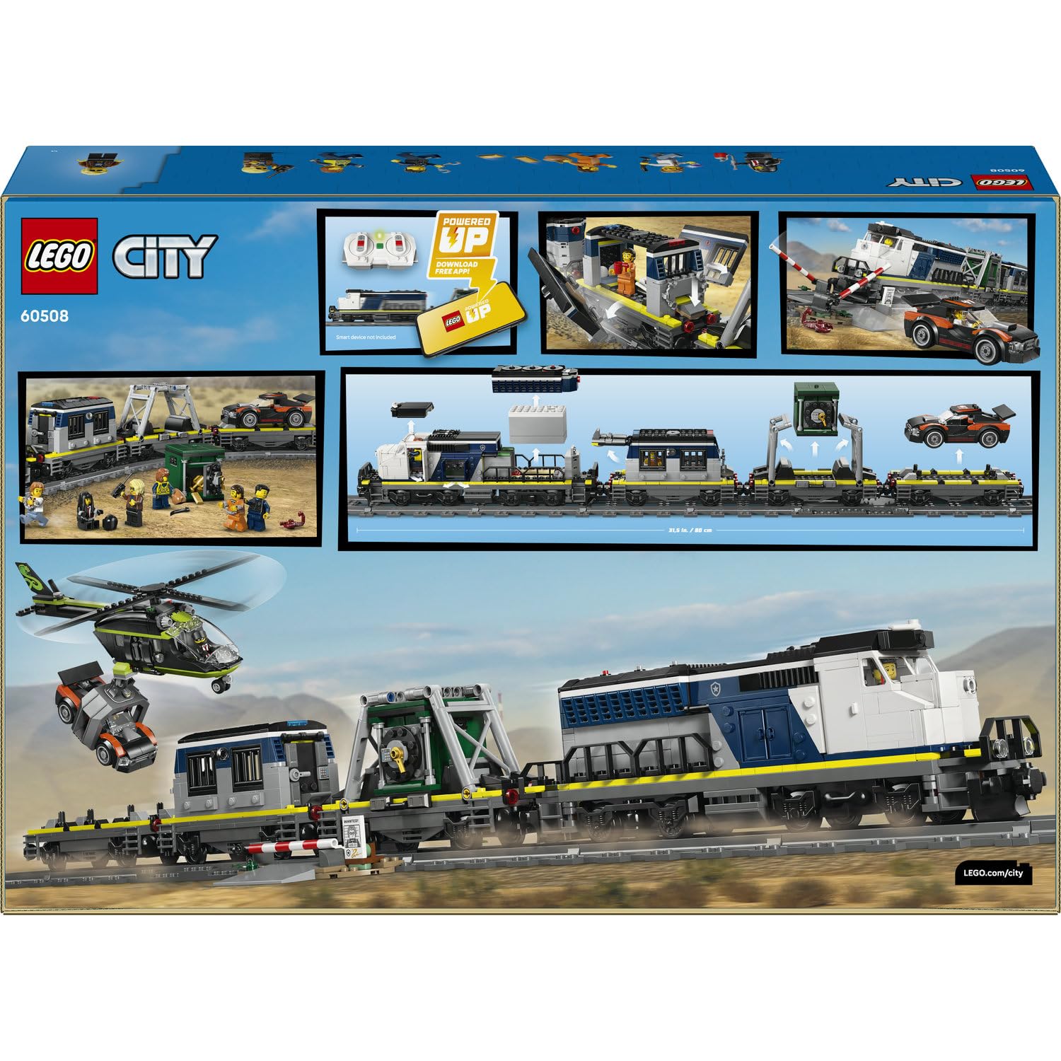 LEGO City Polis Treni Soygunu 60508 – 7 Yaş ve Üzeri Çocuklar için Dedektif, Polis Memuru, Tren Makinisti ve 3 Hırsız Minifigürü İçeren Yaratıcı Oyuncak Yapım Seti, Hediye Fikri (1313 Parça)