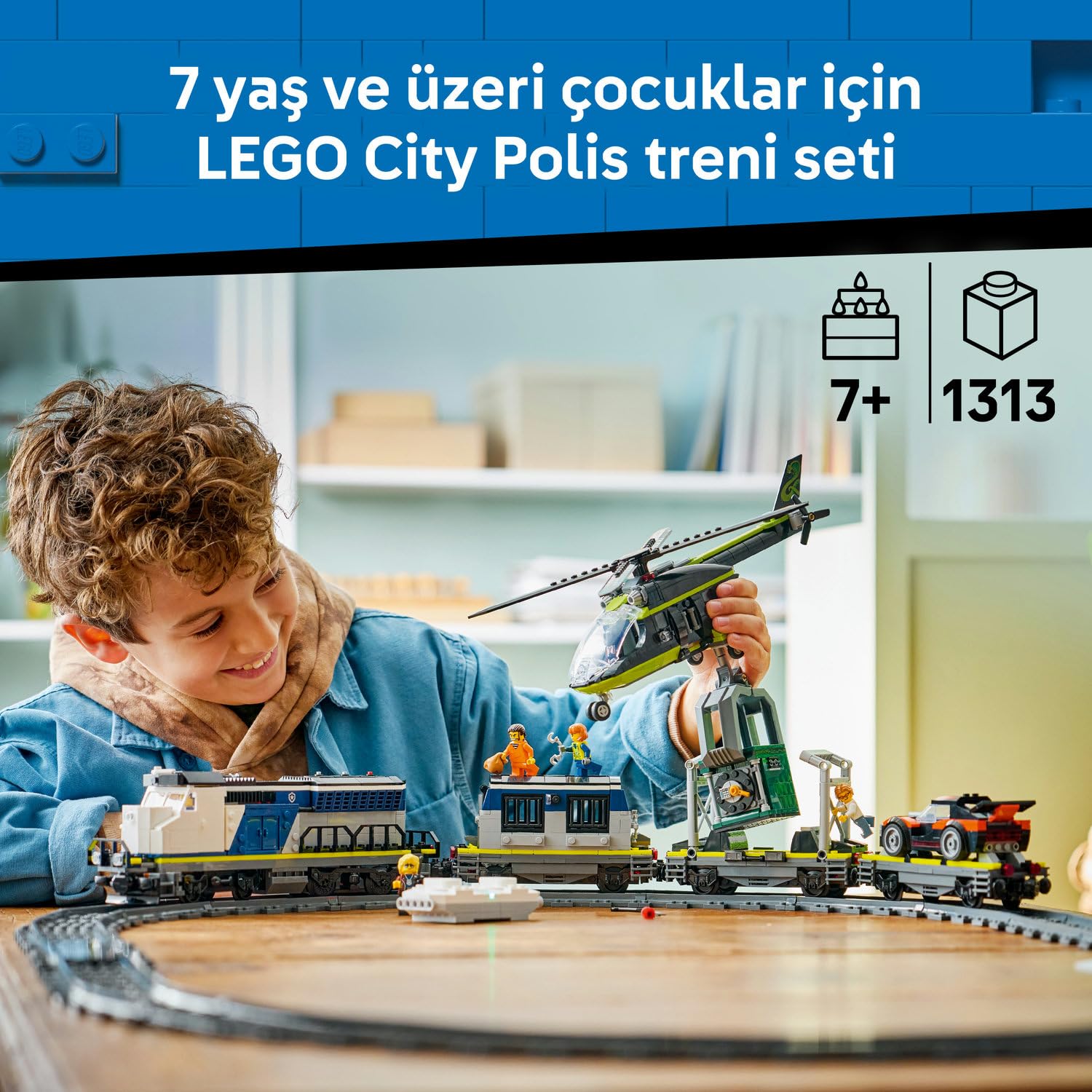LEGO City Polis Treni Soygunu 60508 – 7 Yaş ve Üzeri Çocuklar için Dedektif, Polis Memuru, Tren Makinisti ve 3 Hırsız Minifigürü İçeren Yaratıcı Oyuncak Yapım Seti, Hediye Fikri (1313 Parça)
