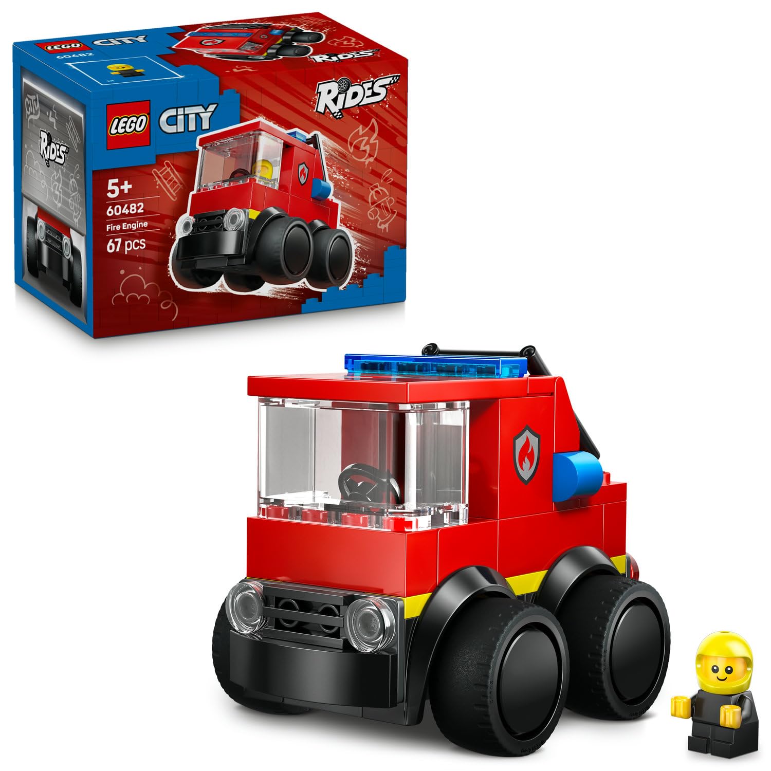 LEGO City Araçlar - İtfaiye Kamyonu 60482 – 5 Yaş ve Üzeri Erkek ve Kız Çocuklar için İtfaiyeci Minifigürü İçeren Yaratıcı Oyuncak Yapım Seti, Çocuklar için Eğlenceli Hediye Fikri (67 Parça)