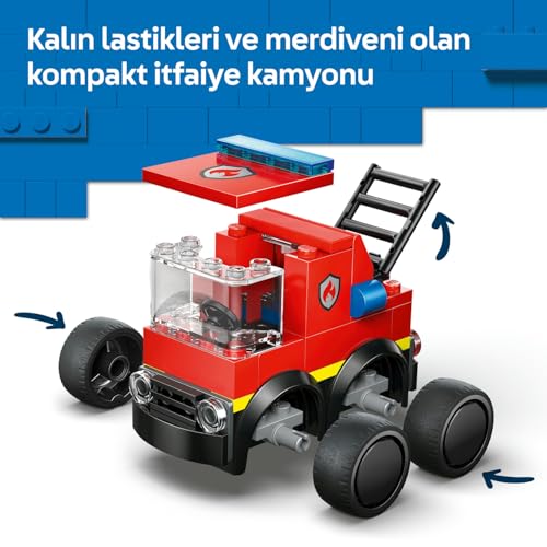 LEGO City Araçlar - İtfaiye Kamyonu 60482 – 5 Yaş ve Üzeri Erkek ve Kız Çocuklar için İtfaiyeci Minifigürü İçeren Yaratıcı Oyuncak Yapım Seti, Çocuklar için Eğlenceli Hediye Fikri (67 Parça)