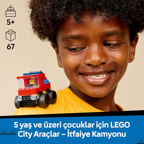 LEGO City Araçlar - İtfaiye Kamyonu 60482 – 5 Yaş ve Üzeri Erkek ve Kız Çocuklar için İtfaiyeci Minifigürü İçeren Yaratıcı Oyuncak Yapım Seti, Çocuklar için Eğlenceli Hediye Fikri (67 Parça)