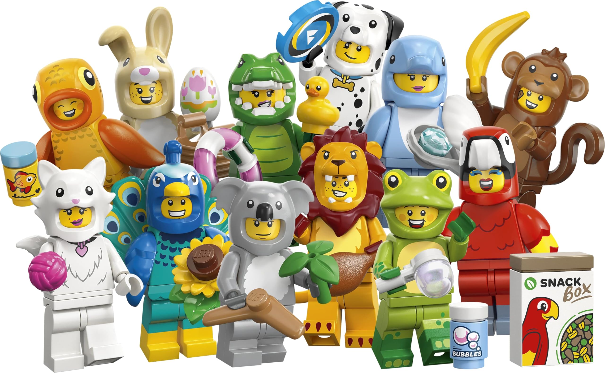 LEGO Minifigures Hayvanlar Seri 28 71051 – 5 Yaş ve Üzeri Çocuklar için Papağan, Aslan ve Sevimli Tavşan Dahil 12 Sürpriz Minifigürden 1'ini İçeren Yaratıcı Oyuncak Yapım Seti, Hediye Fikri (7 Parça)