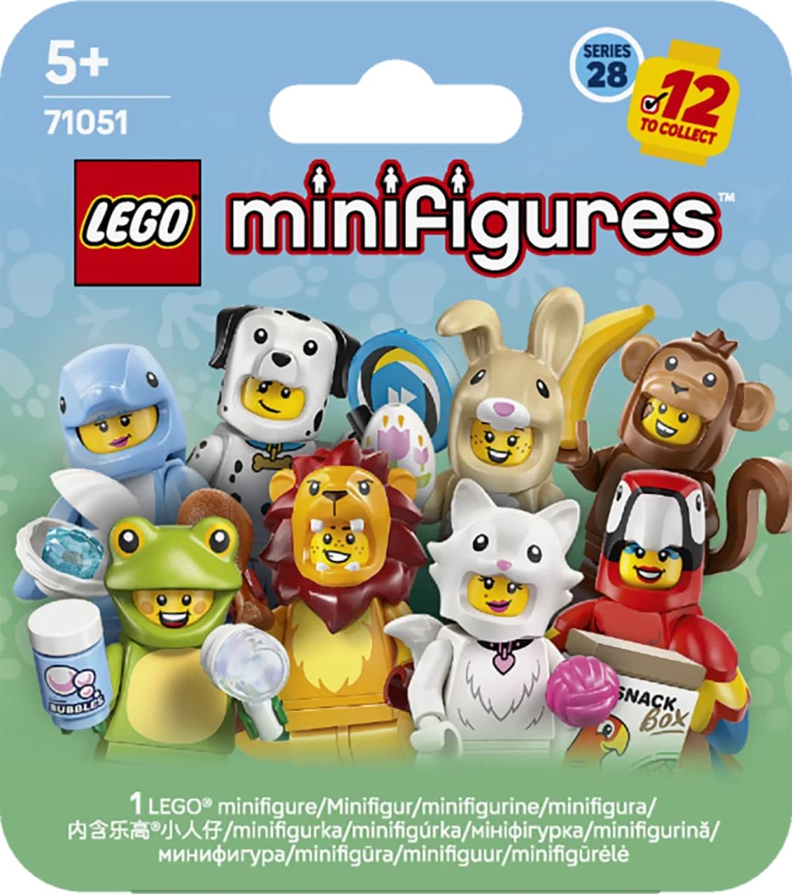 LEGO Minifigures Hayvanlar Seri 28 71051 – 5 Yaş ve Üzeri Çocuklar için Papağan, Aslan ve Sevimli Tavşan Dahil 12 Sürpriz Minifigürden 1'ini İçeren Yaratıcı Oyuncak Yapım Seti, Hediye Fikri (7 Parça)